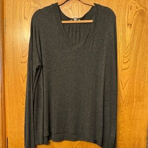 CAbi Dark Gray Long Sleeve V-Neck Tee